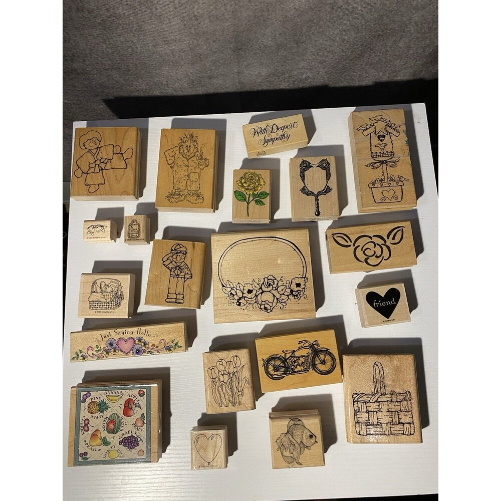 Lot of 20 Vintage Rubber Stamps: Stampin' Up, Hero Arts, Art Impressions Mix
